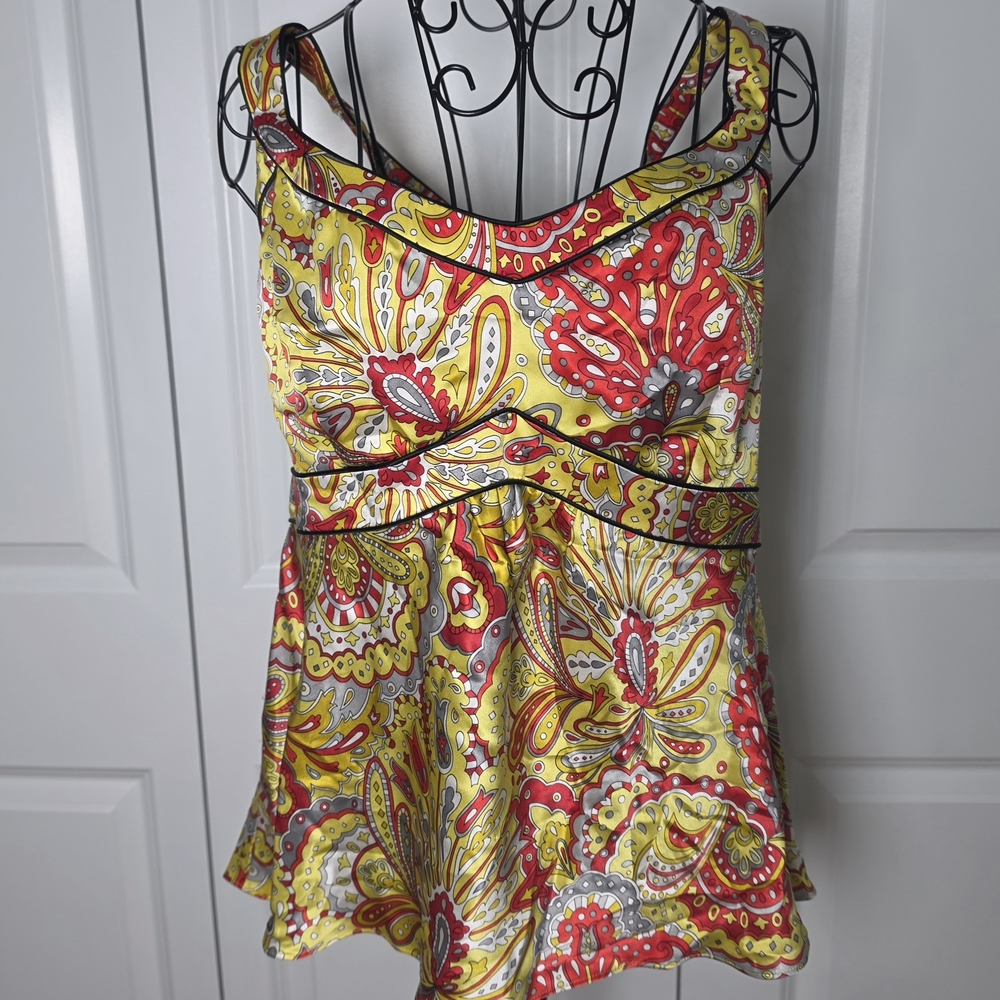 Nine West 100% Silk Paisley Blouse Size 16 Boho Flowy Top